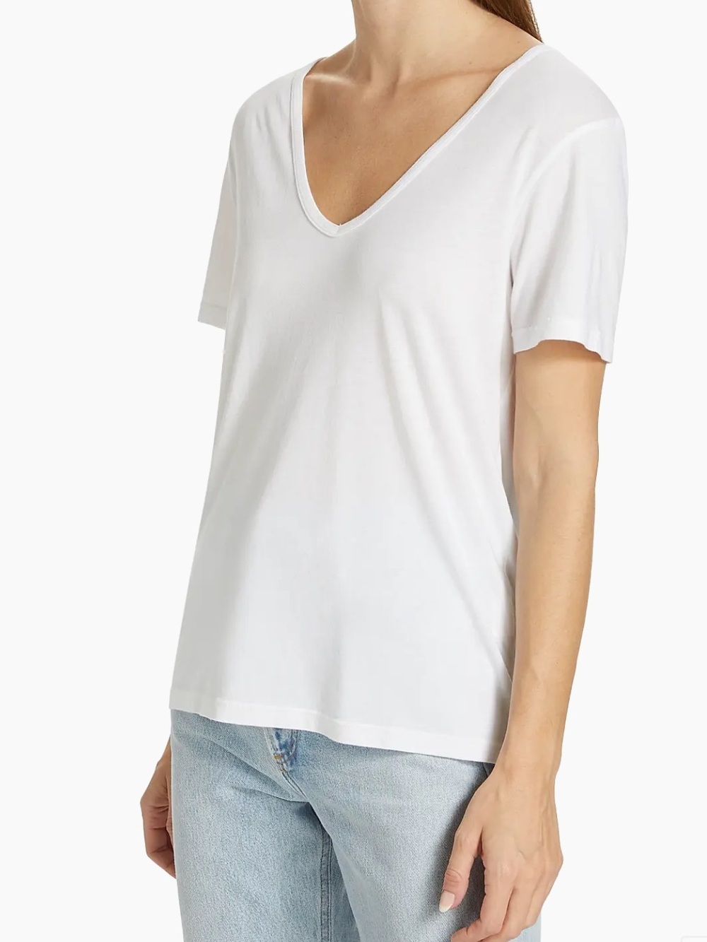 Agolde Cameron V Neck Tee White Sz M Buttery Soft | Capsule Wardrobe